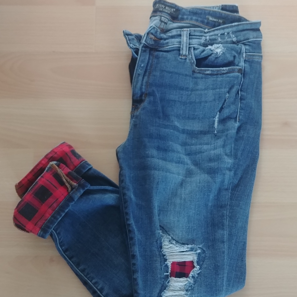 Judy Blue plaid patch jeans